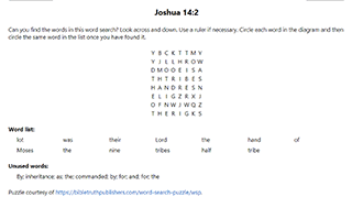 Joshua 14:2 Word Search Puzzle