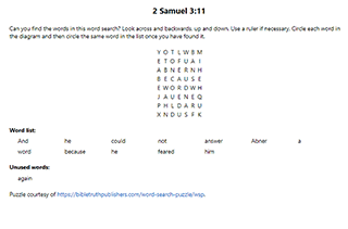 2 Samuel 3:11 Word Search Puzzle