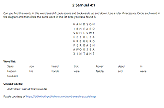 2 Samuel 4:1 Word Search Puzzle