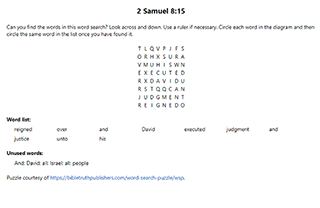 2 Samuel 8:15 Word Search Puzzle