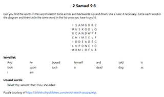 2 Samuel 9:8 Word Search Puzzle