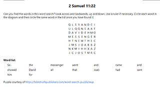 2 Samuel 11:22 Word Search Puzzle