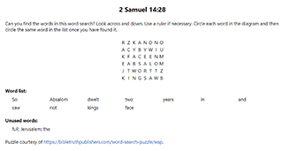 2 Samuel 14:28 Word Search Puzzle