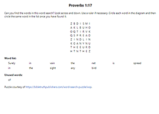 Proverbs 1:17 Word Search Puzzle