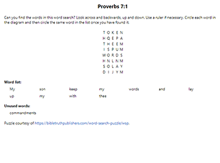 Proverbs 7:1 Word Search Puzzle