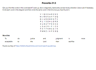 Proverbs 21:3 Word Search Puzzle