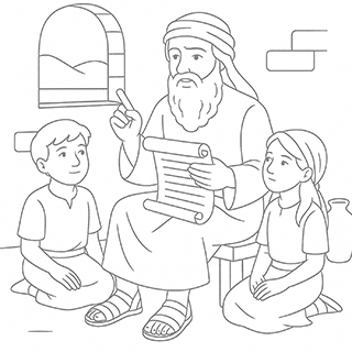 Father teaching his children the law