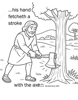 Ax slipping from a man's hand