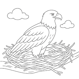 Eagle stirring up her nest
