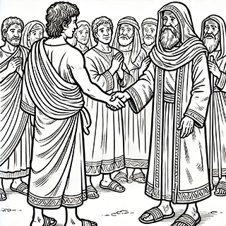 Joshua making peace with the Gibeonites
