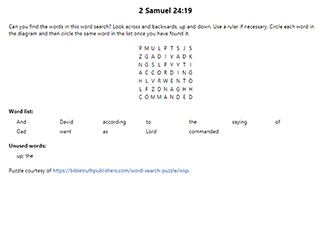 2 Samuel 24:19 Word Search Puzzle